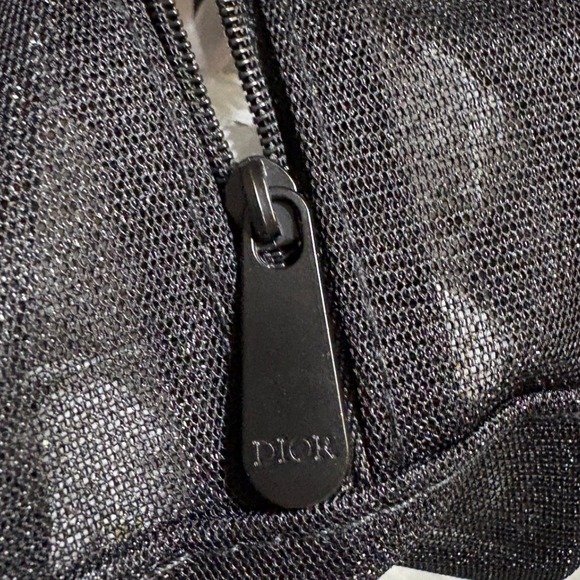 Dior Cosmetic Pouch Black Mesh Logo Zippered Travel Makeup Bag - Picture 5 of 7